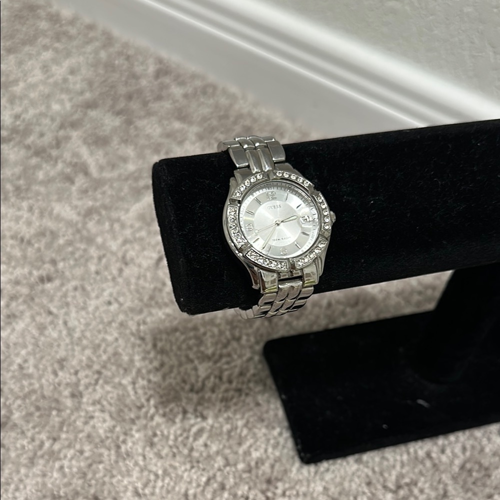 Silver Watch with Crystal Accents